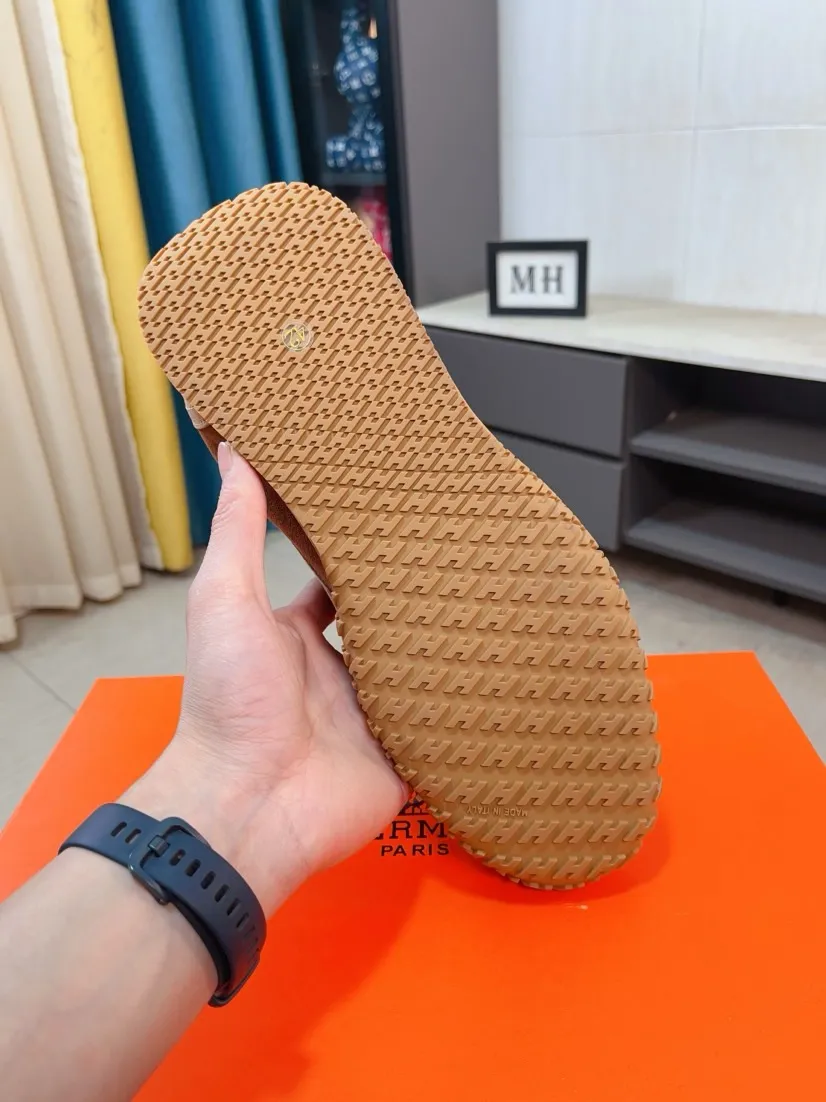Men's shoes 💰480🌸🌸[HERMES] Hermès sneakers, the upper is made of calfskin and suede, imported materials, full of texture, the lightweight sole is decorated with contrasting patterns, creating a versatile fashion style. Size: 38-44, 45 customized